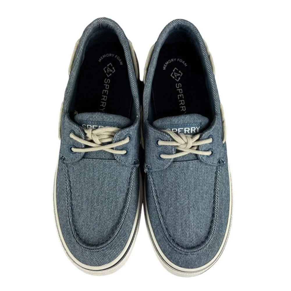 Sperry Top-Sider Halyard 2-Eye Twill Blue Boat Shoes STS25075 Men's Size 8 - 9 *